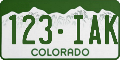 CO license plate 123IAK