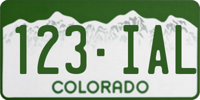 CO license plate 123IAL