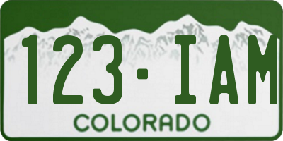CO license plate 123IAM