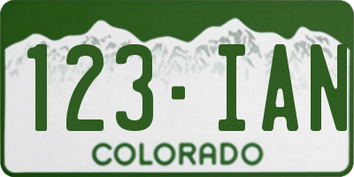 CO license plate 123IAN