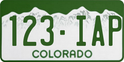 CO license plate 123IAP