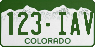 CO license plate 123IAV
