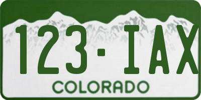 CO license plate 123IAX