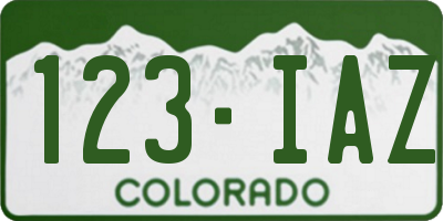 CO license plate 123IAZ