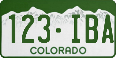CO license plate 123IBA