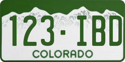 CO license plate 123IBD
