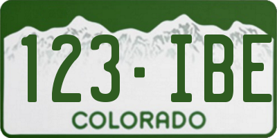 CO license plate 123IBE