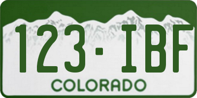 CO license plate 123IBF