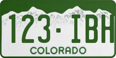 CO license plate 123IBH