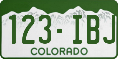 CO license plate 123IBJ