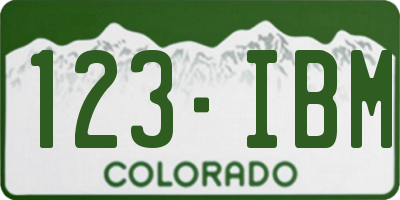 CO license plate 123IBM