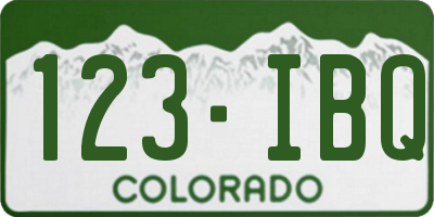 CO license plate 123IBQ