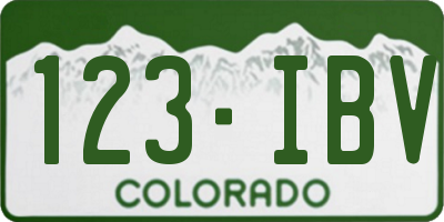 CO license plate 123IBV