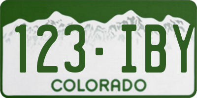 CO license plate 123IBY