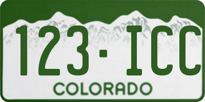 CO license plate 123ICC