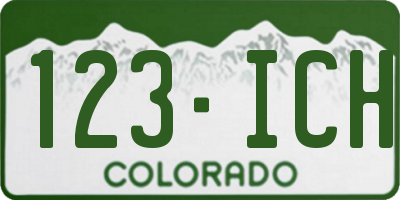 CO license plate 123ICH