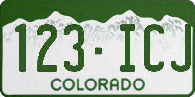CO license plate 123ICJ