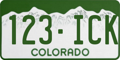 CO license plate 123ICK