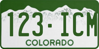 CO license plate 123ICM