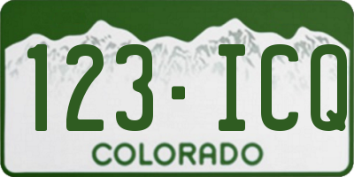 CO license plate 123ICQ