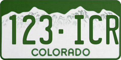 CO license plate 123ICR