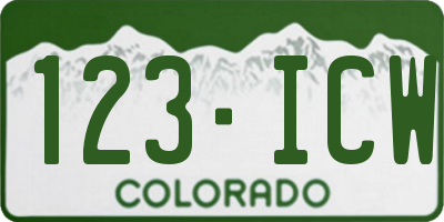 CO license plate 123ICW