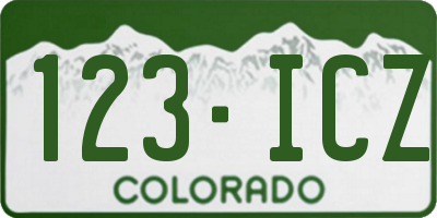 CO license plate 123ICZ