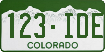 CO license plate 123IDE