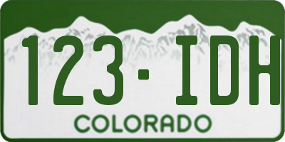 CO license plate 123IDH