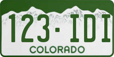 CO license plate 123IDI