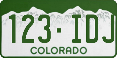 CO license plate 123IDJ