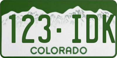 CO license plate 123IDK