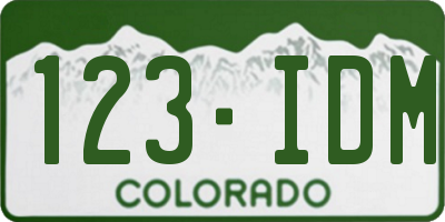 CO license plate 123IDM