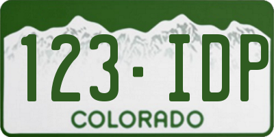 CO license plate 123IDP