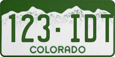 CO license plate 123IDT