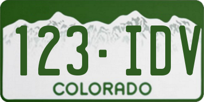 CO license plate 123IDV