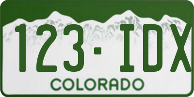 CO license plate 123IDX