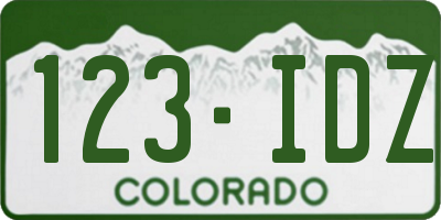 CO license plate 123IDZ