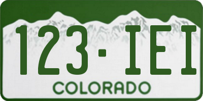 CO license plate 123IEI