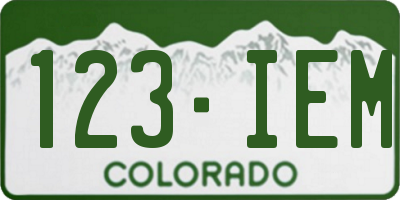 CO license plate 123IEM
