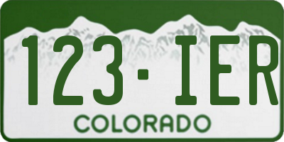 CO license plate 123IER