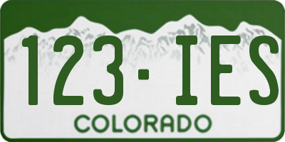 CO license plate 123IES