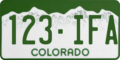 CO license plate 123IFA