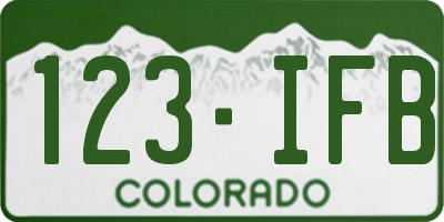 CO license plate 123IFB
