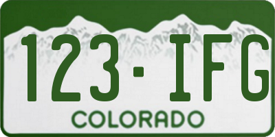 CO license plate 123IFG