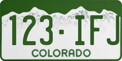 CO license plate 123IFJ