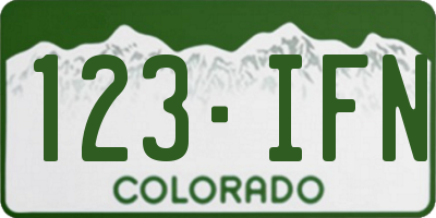 CO license plate 123IFN