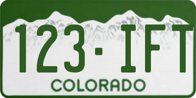 CO license plate 123IFT