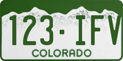 CO license plate 123IFV