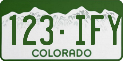 CO license plate 123IFY